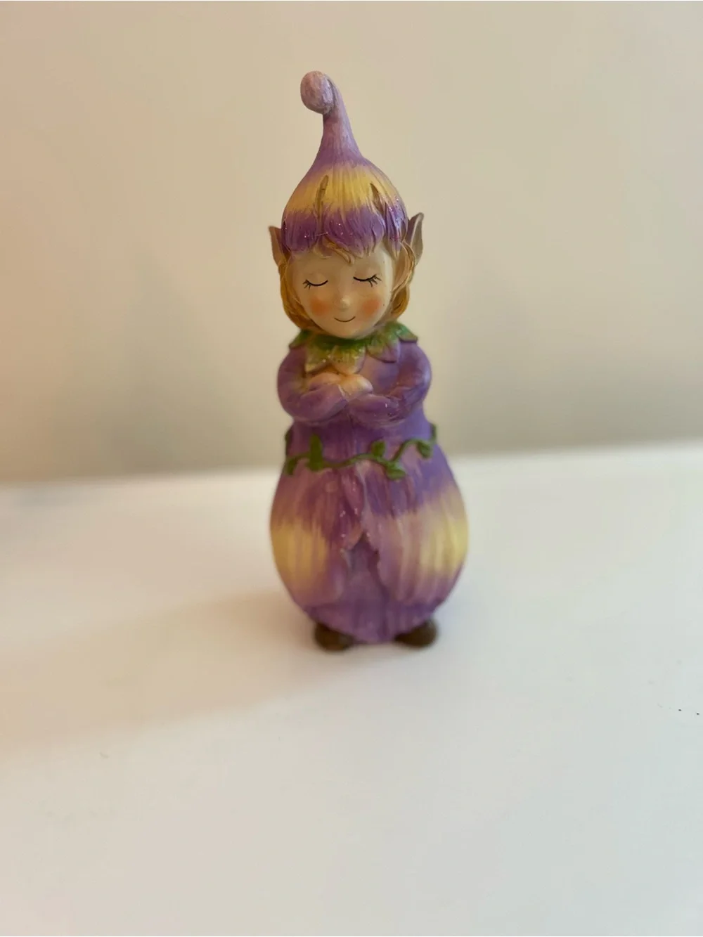 Purple Flower Elf/Fairy Figurine and Gnome Decorative Home Accents